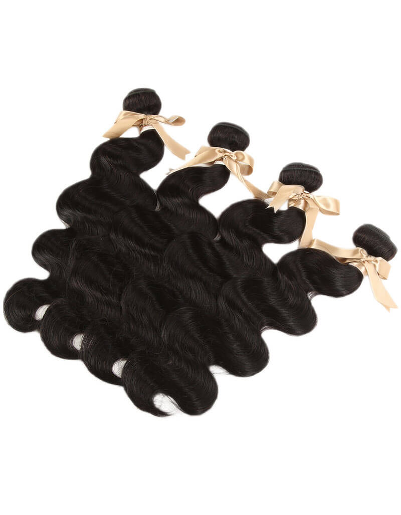 high quality natural black body wave human hair bundles