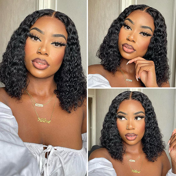 defined water wave short bob glueless wear and go wig