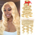 qvr 613 blonde body wave human hair bundles with 13*4 lace closure hair weave