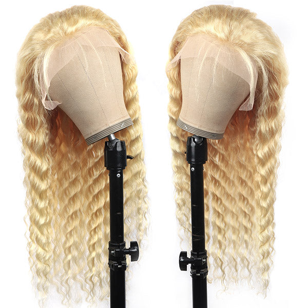 human hair wigs 13x4 lace front with honey blonde deep wave