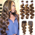 qvr highlight p4/27 body wave human hair bundles with 4x4 lace closure