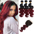 qvr body wave 1b/burgundy ombred human hair bundles with lace closured brazilian hair weave