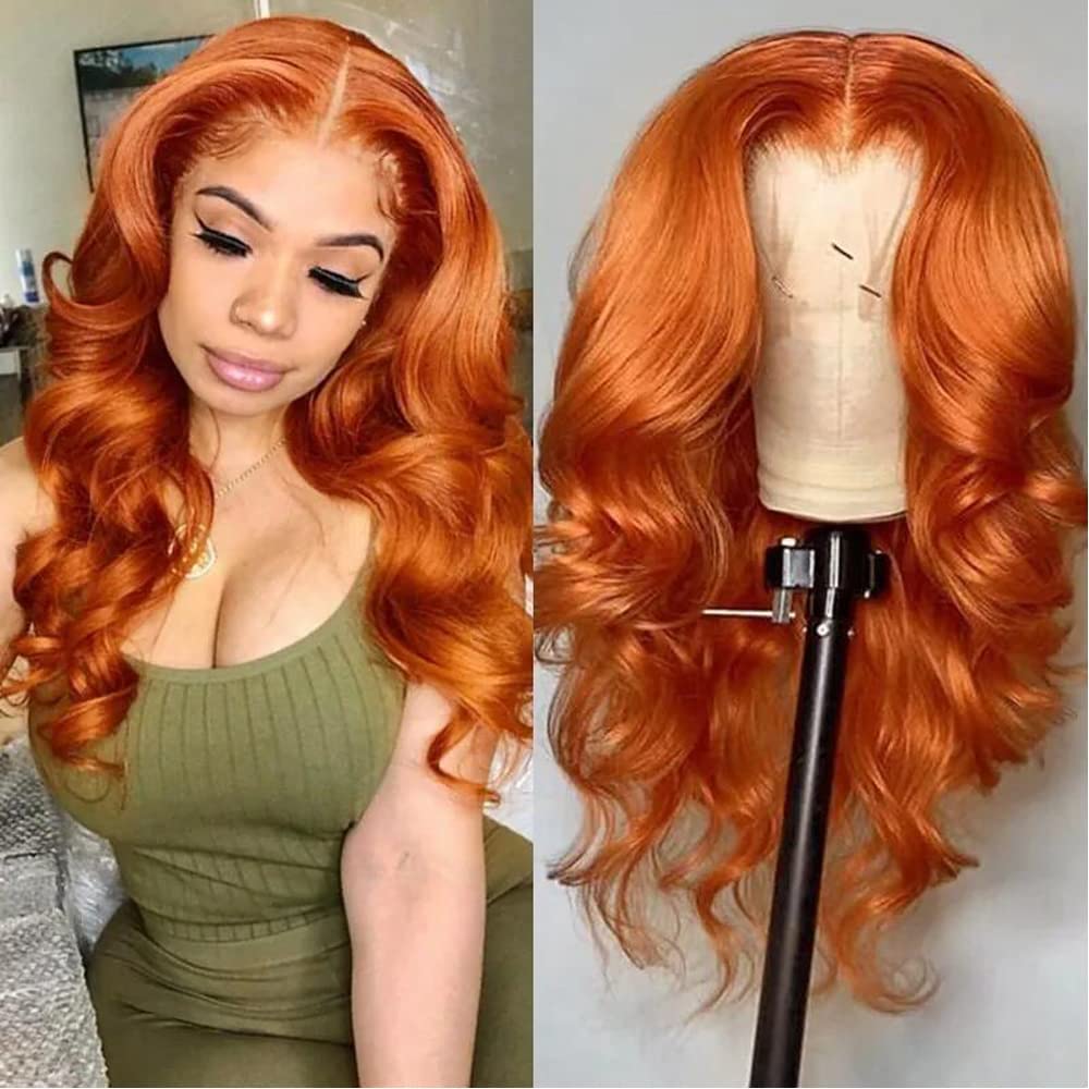 soft and voluminous orange ginger human hair lace wigs