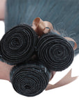 machine weft ink blue jade shade straight human hair bundles