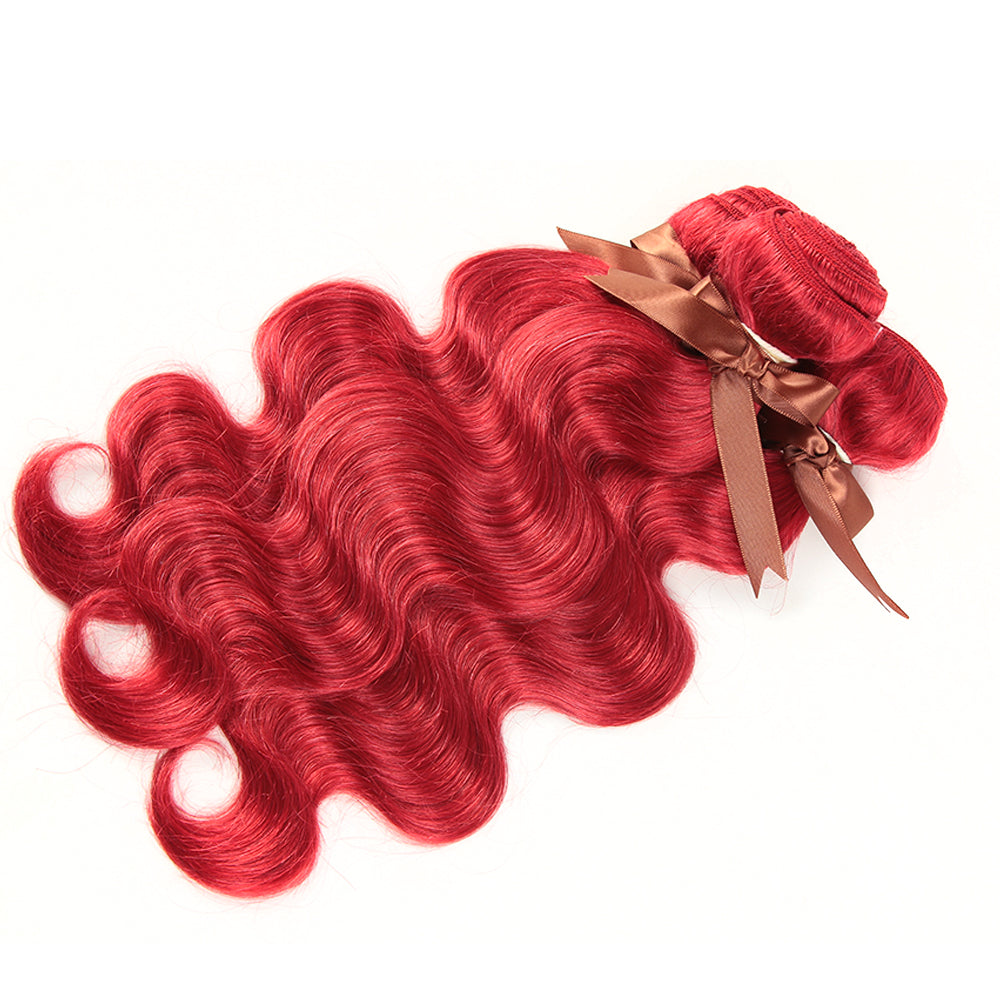  red color wavy raw hair bundles