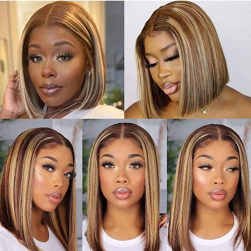 flawless blonde t lace bob wigs, straight 180% lace front human hair bob wigs for black women
