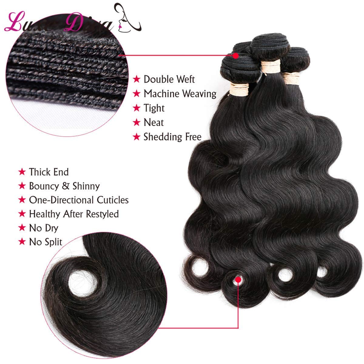 advantages of natural black body wave human hair bundles