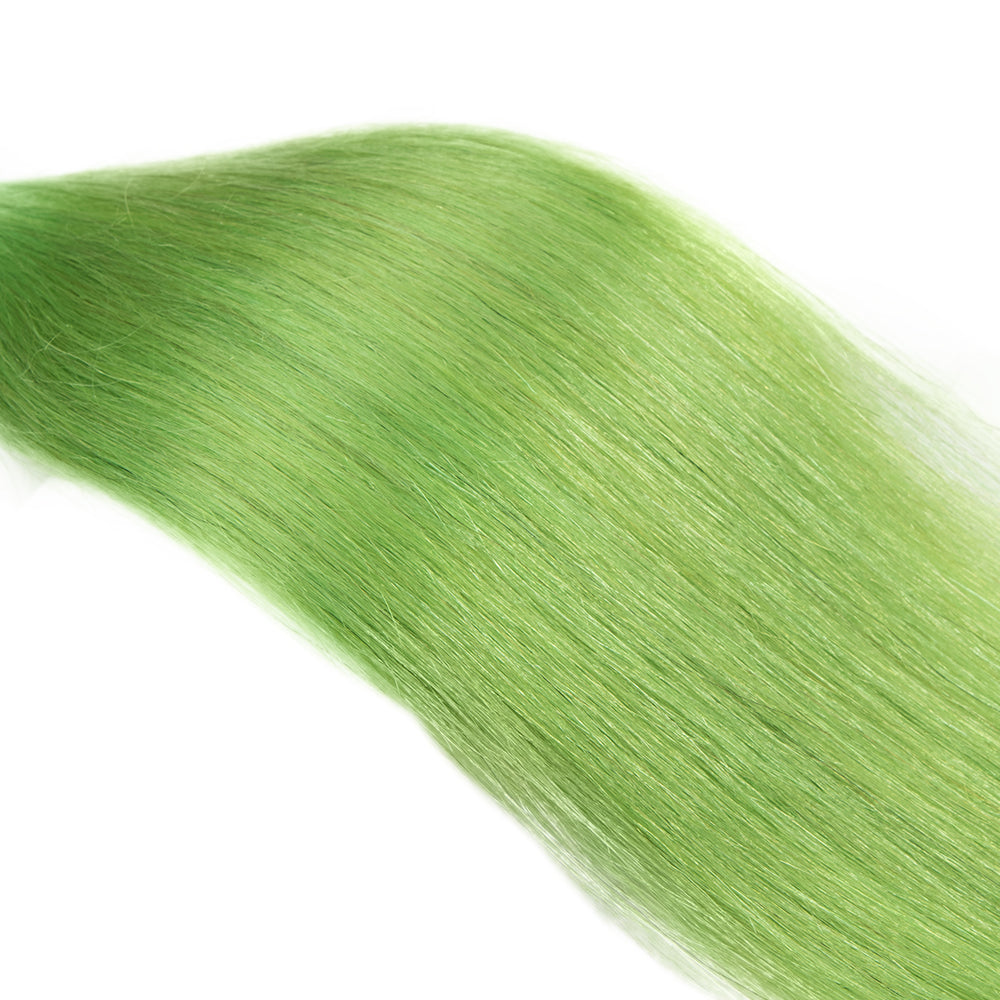 glossy look biscay green straight human hair bundles