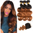 qvr ombre brown t1b/30 body wave human hair bundles with 4x4 lace closure virgin hair weave