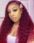 deep wave glueless wigs 99j burgundy for natural-looking curls
