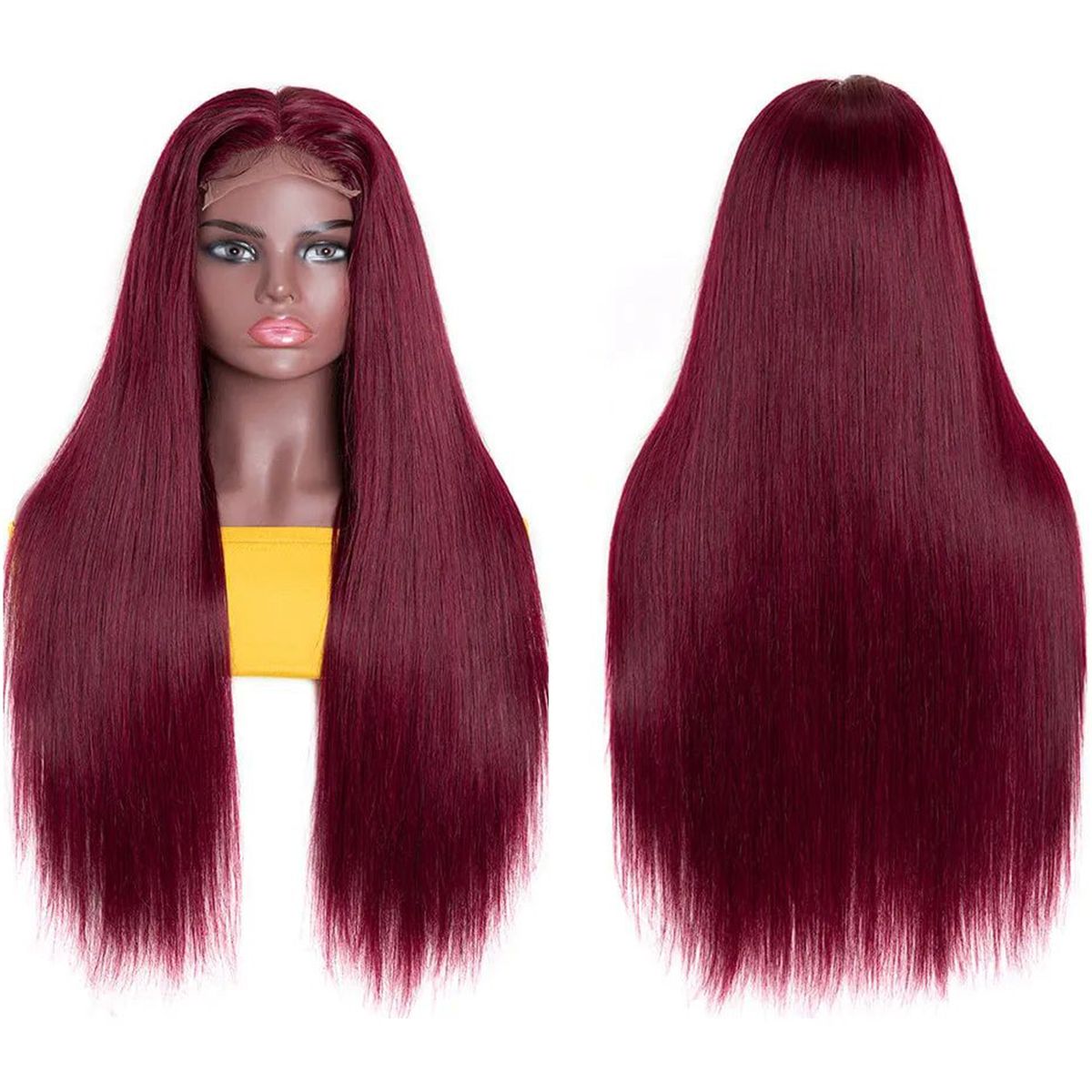 vibrant burgundy human hair lace wigs for black women