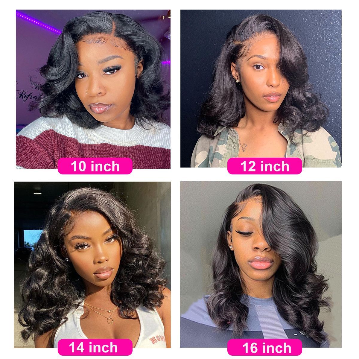 comfortable fit lace front short bob wigs body wave