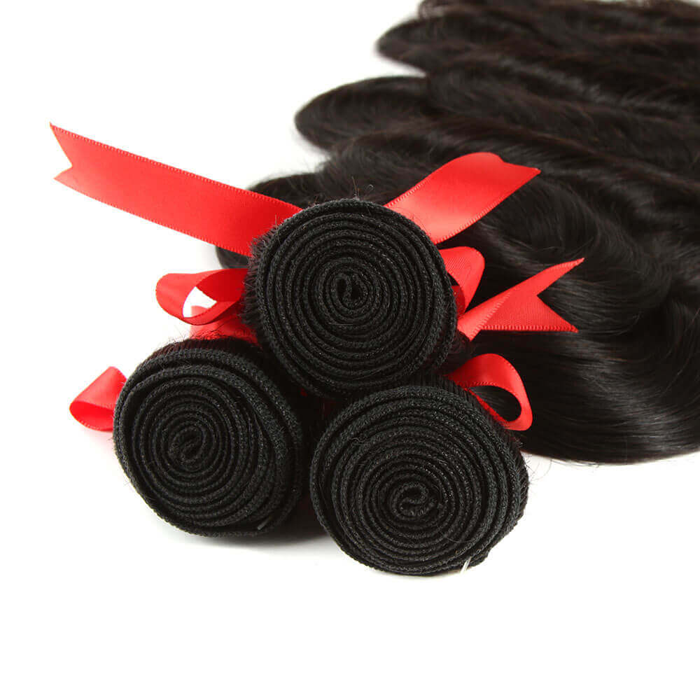 machine weft body wave natural black human hair 3 bundles