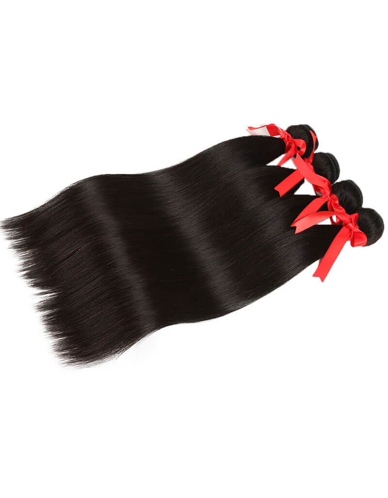 tangle free natural black stiraght brazilian human hair bundles