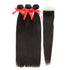 qvr brazilian silky straight human hair bundles with 4x4 lace closure straight hair