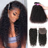 qvr curly natural black virgin human hair bundles with 4x4 lace closure hair weave