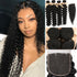 qvr nautral black deep wave human hair bundles with 4x4 lace closure virgin hair