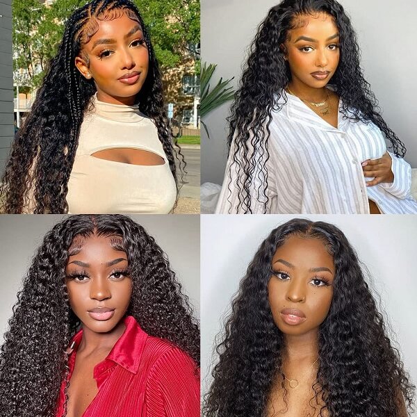 hd lace wigs human hair virgin deep wave wig natural color for seamless look