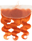 13x4 lace closured body wave ginger orange virgin human hair