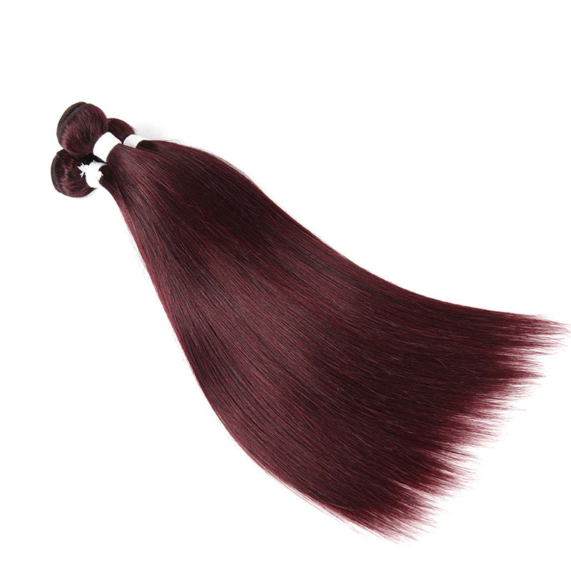 glossy 99j red wine silk straight human hair bundles