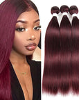 qvr 99j red wine silk straight human hair bundles hair extensions