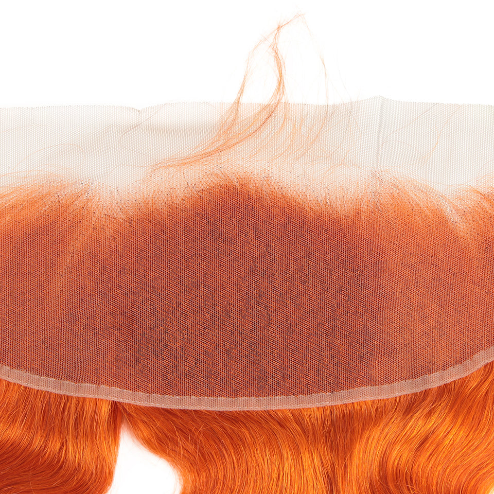 tangle free 13x4 lace closure ginger orange sliky stiraght hair