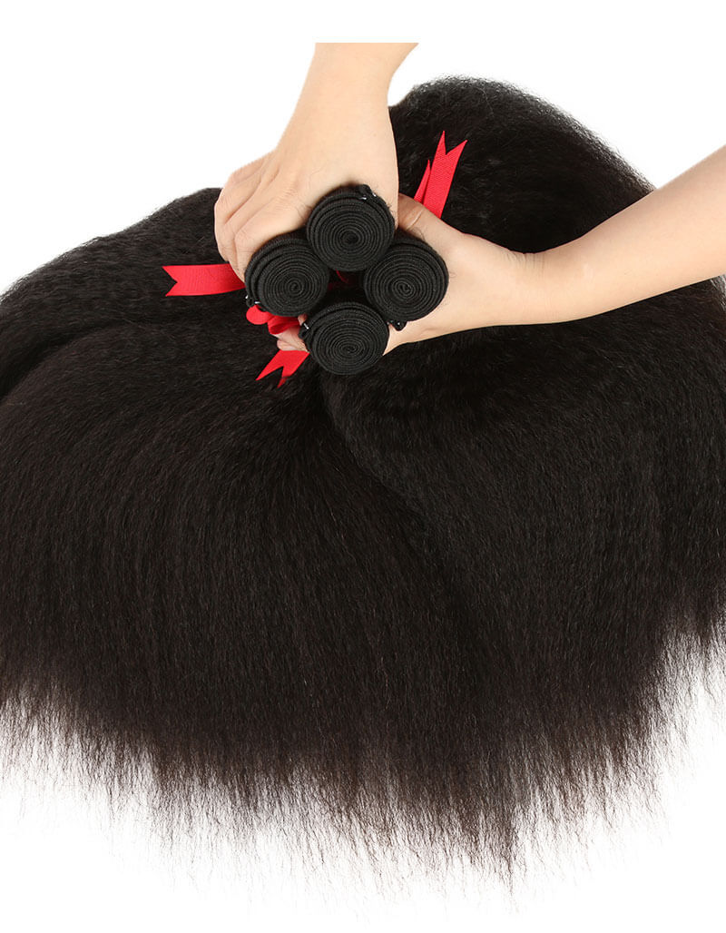 machine weft monogolian kinky straight natural black human hair bundles