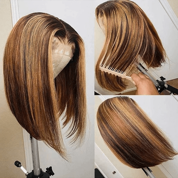 pretty honey blonde short bob wigs for black women