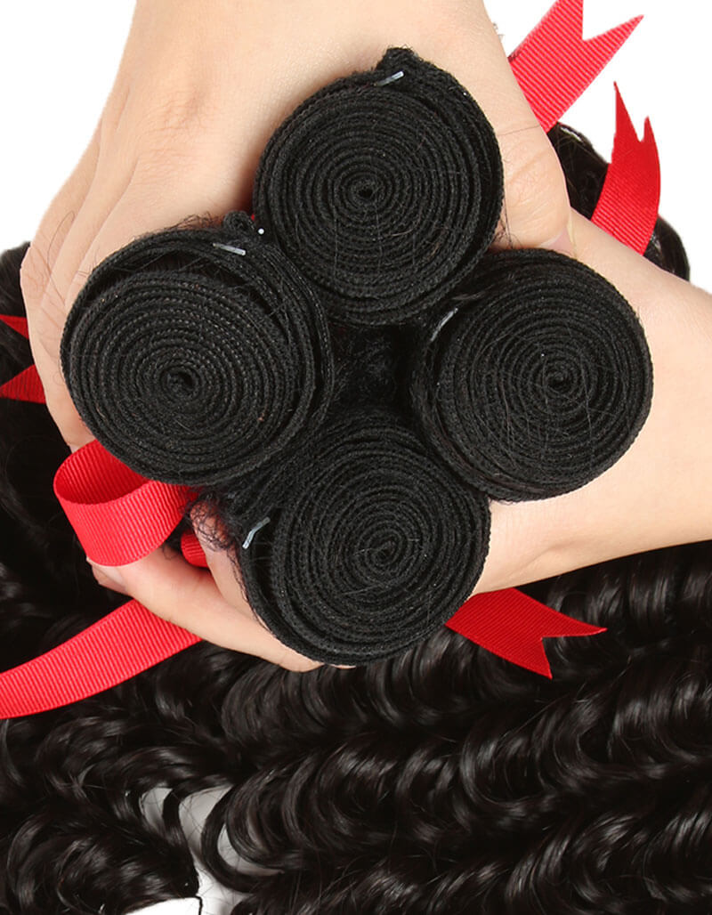 machine weft natural black peruvian hair deep wave human hair bundles