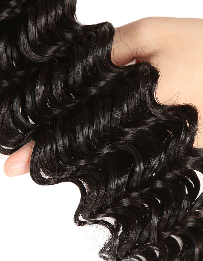 tangle free natural black peruvian hair deep wave human hair bundles