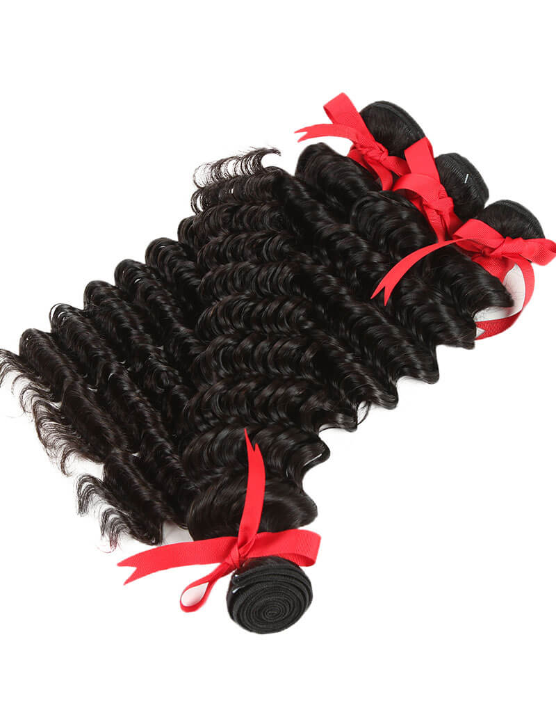 natural black virgin hair deep wave human hair bundles