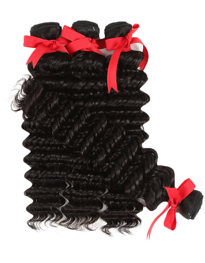 qvr natural black peruvian hair deep wave human hair bundles