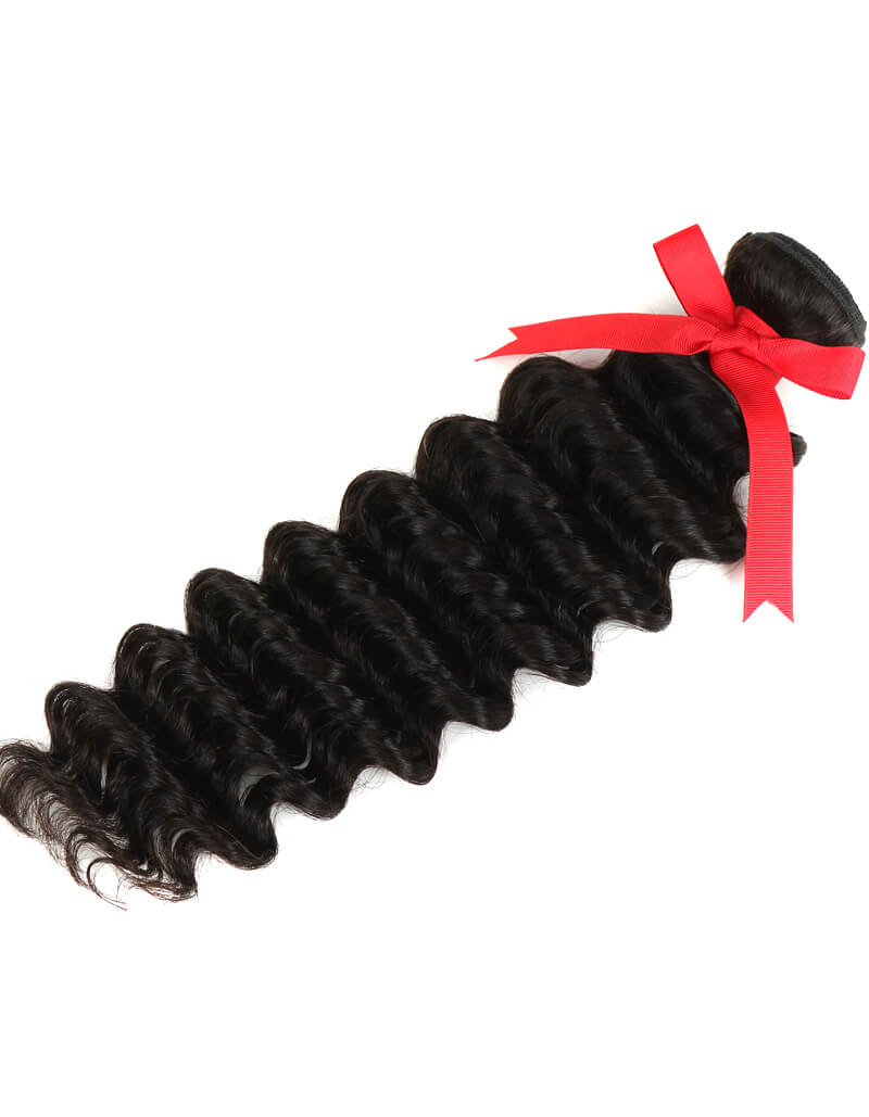 natural black deep wave human hair bundles 1pc