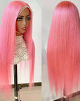 qvr wigs pre-plucked pink lace front wig for natural style