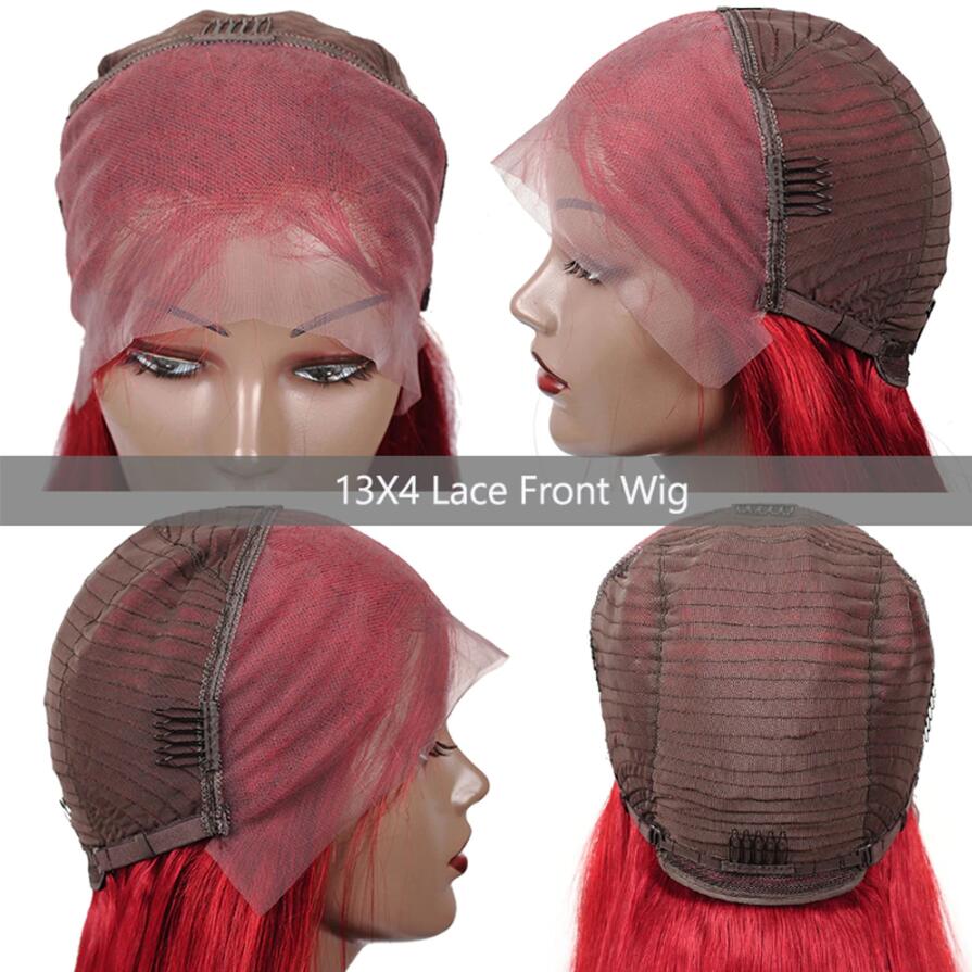 glueless human hair wigs in red body wave for natural, voluminous curls