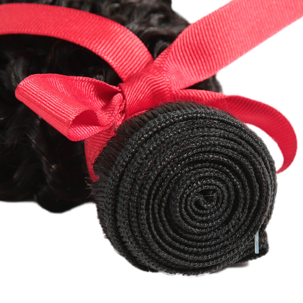 machine weft kinky curly natural black human hair bundles