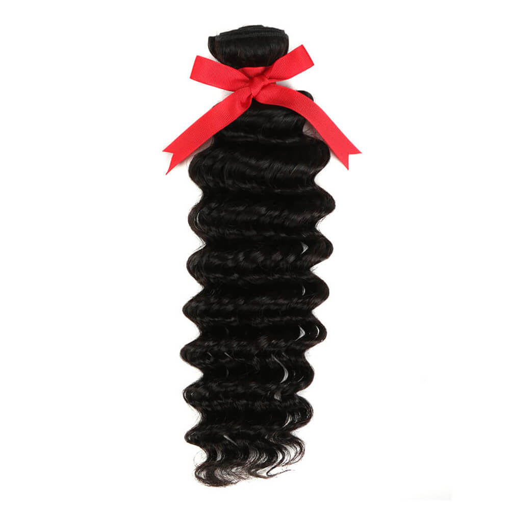 qvr natural black deep wave human hair bundles 1pc