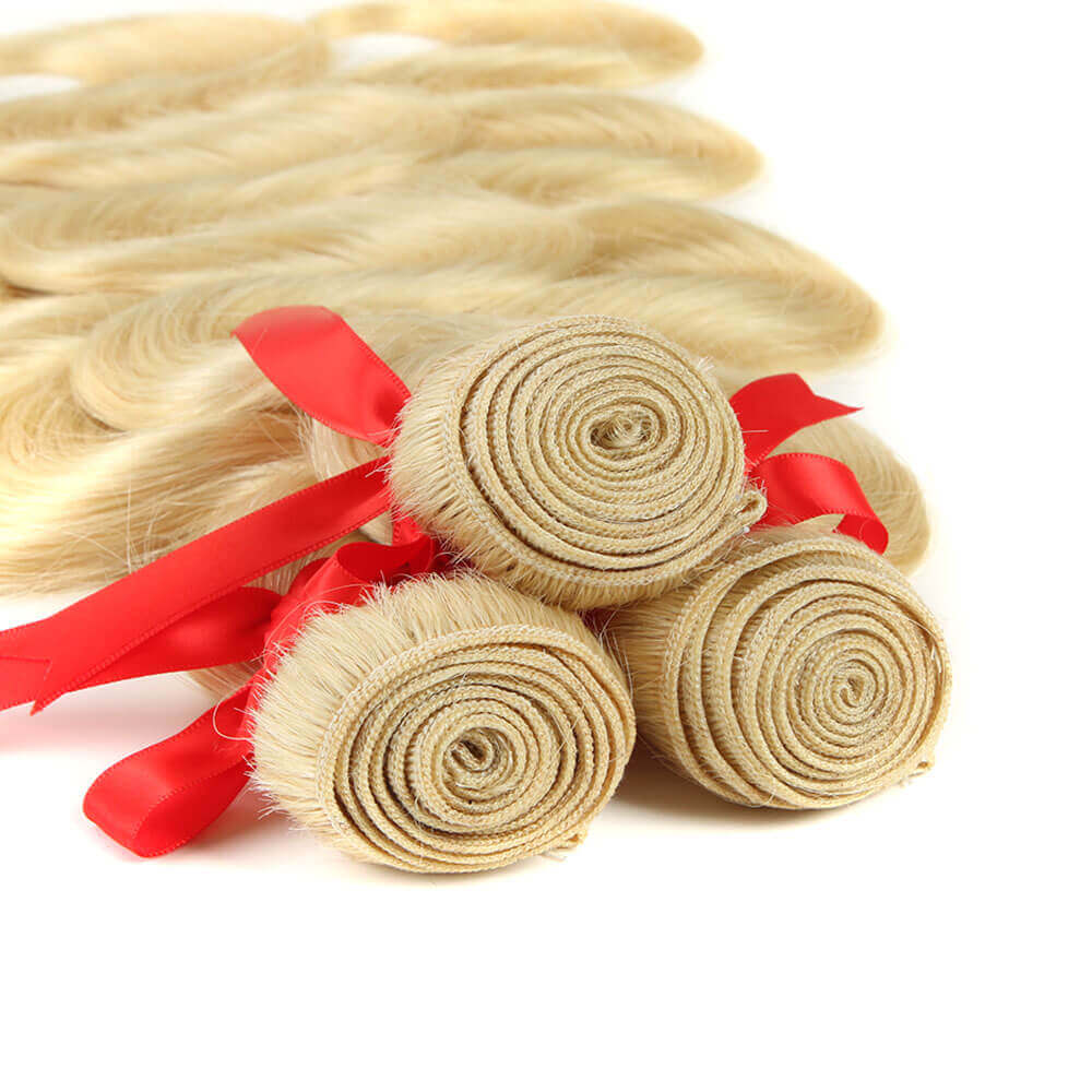 machine weft russian blonde body wave virgin human hair 3 bundles