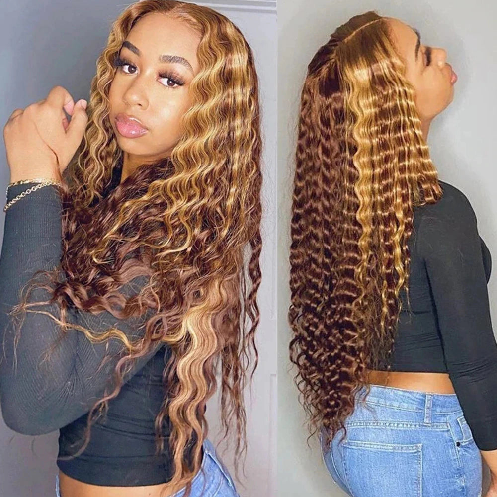 sleek and soft human hair wigs with deep wave texture