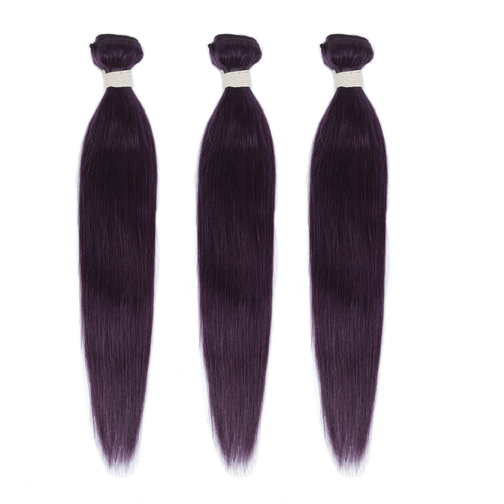 qvr purple straight human hair bundles 3 bundles