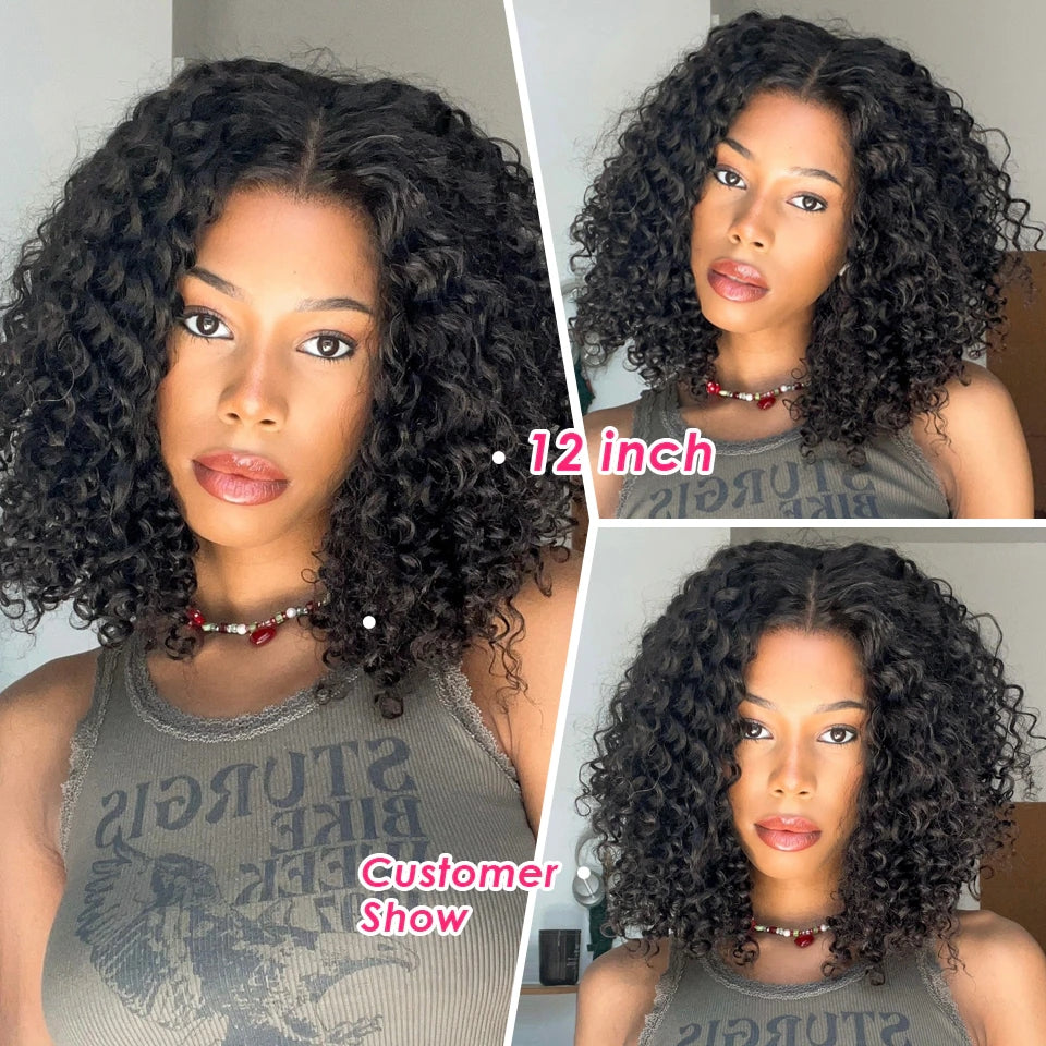 Natural-Looking Deep Curly Bob Wigs for Black Women - Lace Closure Human Hair