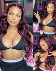 qvr wigs 13x4 lace frontal dark purple body wave wig