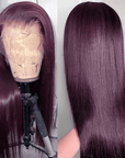 qvr wigs straight dark purple lace front wig for black women