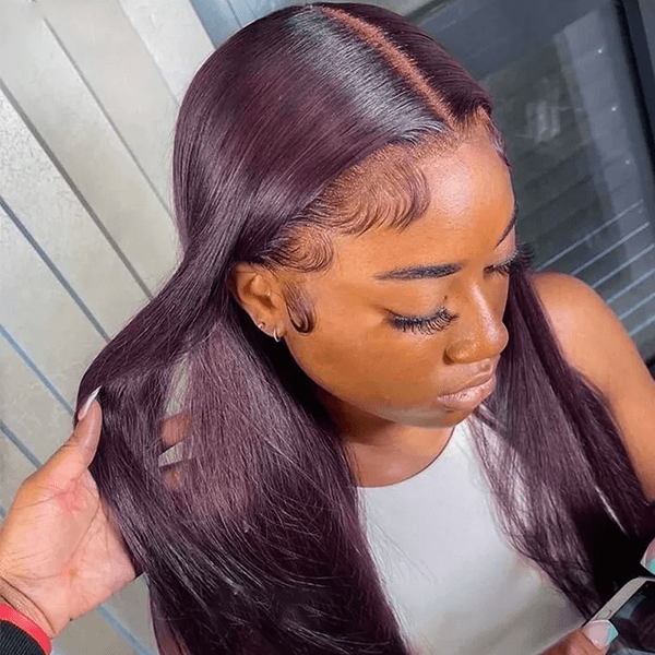 sleek dark purple human hair lace wigs for natural style