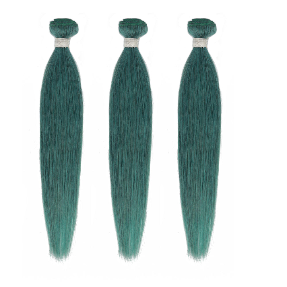 qvr jade green straight human hair bundles
