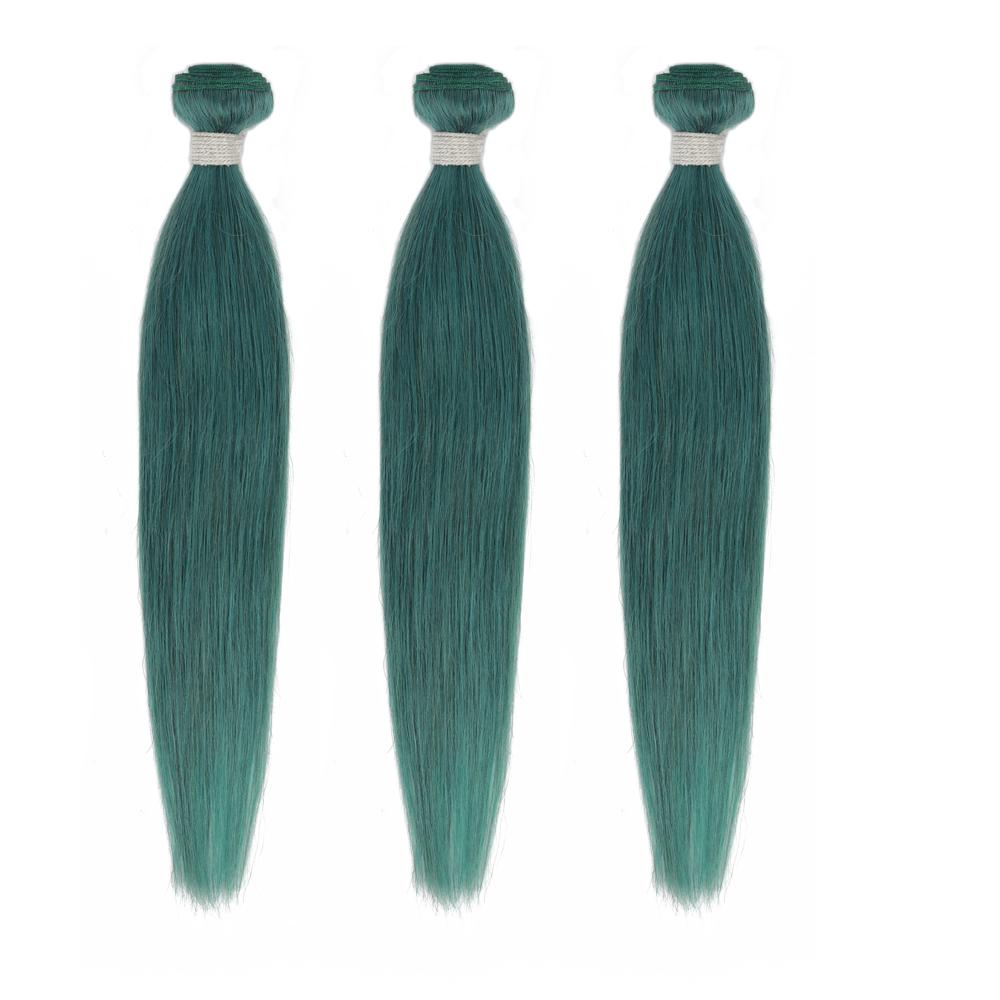 teal green straight virgin human hair bundles 3 bundles