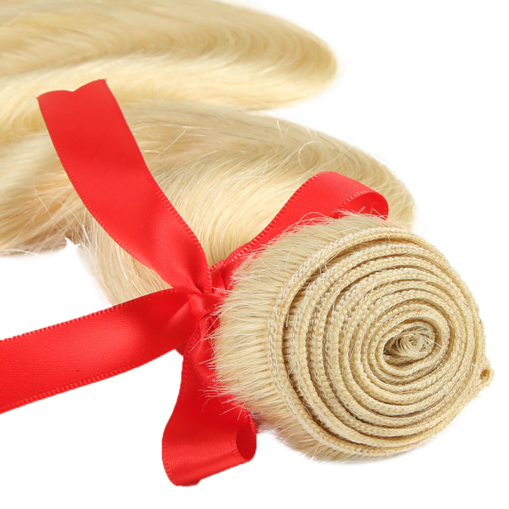 machine weft honey blonde body wave human hair bundle 1pc