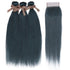 qvr ink blue jade shade straight human hair bundles and dark jade green virgin human hair with lace closure