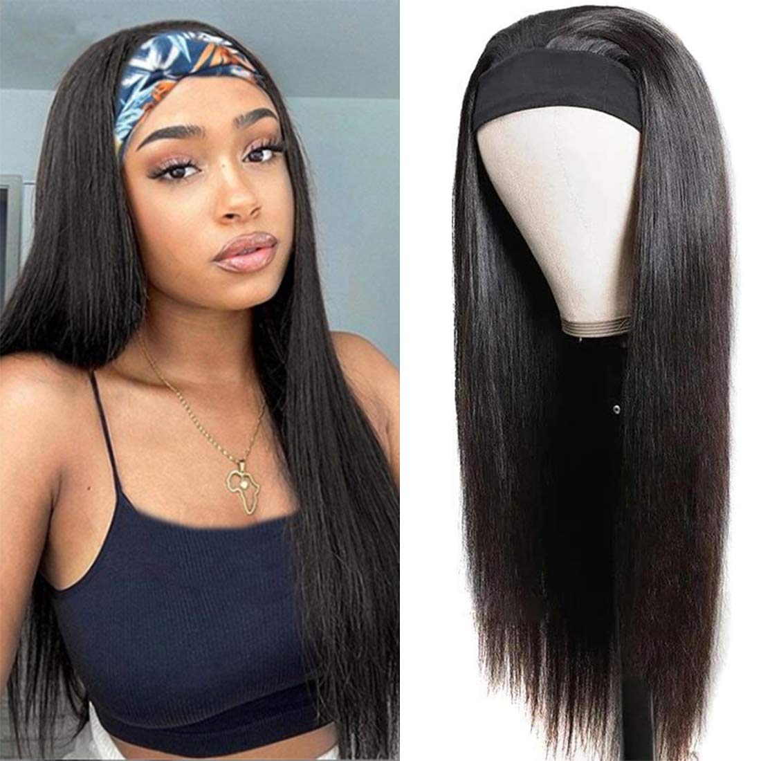glueless wigs natural color straight style