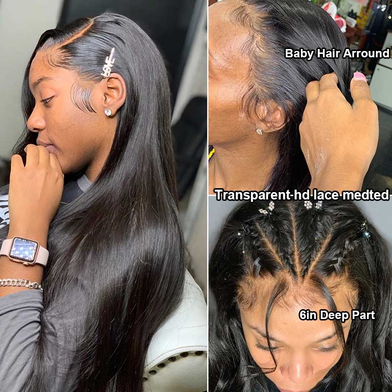 hd lace wigs natural black straight wig 13x6 lace frontal for black women